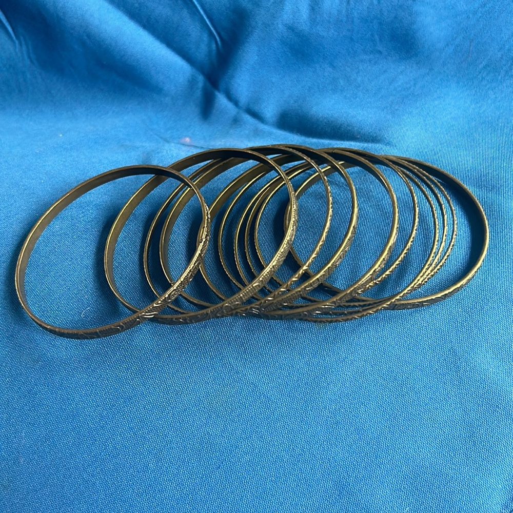 Bronzed Brass Bangle Bracelets